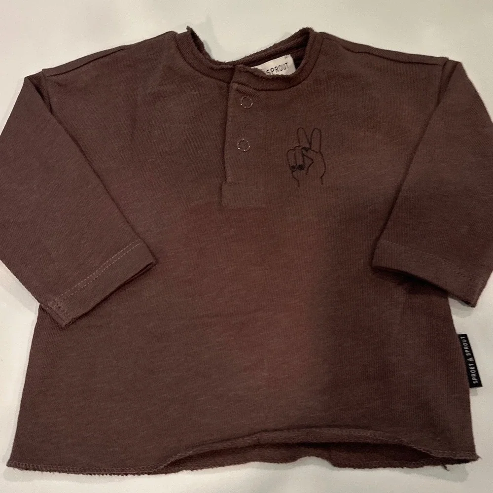 Sproet & Sprout Baby Peace Sign Henley and Jogger Set Brown W22-318 W22-413 6M